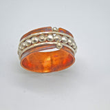 Copper and Sterling Silver Beaded Wire Spinner Ring