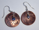 Stamped Copper Earrings Swarovski