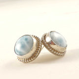 Larimar Sterling Silver Beaded Stud Earrings