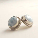 Larimar Sterling Silver Beaded Stud Earrings