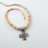 terling Silver Spiny Oyster Cross Necklace