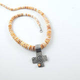 terling Silver Spiny Oyster Cross Necklace