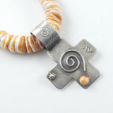 Sterling Silver Spiny Oyster Cross Necklace