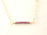 Amethyst Gold Bead Bar Necklace