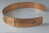 Bronze Copper Overlay Heart Cuff Bracelet