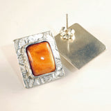 Spiny Oyster Sterling Stamped Stud Earrings