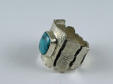 Turquoise Reticulated Silver Statement Ring