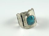 Turquoise Reticulated Silver Statement Ring