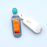 Kingman Turquoise Spiny Oyster Silver Earrings