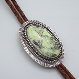 Chrysocolla Solid Sterling Silver Bolo on Braided Leather Cord