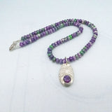 Amethyst Van Gogh Print PMC Necklace