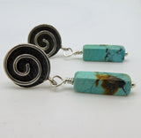 Sterling Silver Spiral Kingman Turquoise Earrings