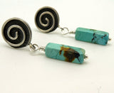 Sterling Silver Spiral Kingman Turquoise Earrings