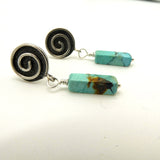 Sterling Silver Spiral Kingman Turquoise Earrings