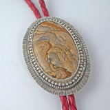 Sandstone Jasper Bolo Necklace on Red Leather