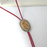 Sandstone Jasper Bolo Necklace on Red Leather