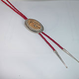 Sandstone Jasper Bolo Necklace on Red Leather