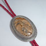 Sandstone Jasper Bolo Necklace on Red Leather