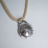 Sterling Silver Tribal Hammered Pendant on Suede