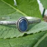 Kyanite Sterling Silver Floral Cuff Bracelet