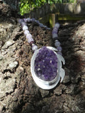 Amethyst Druzy Sterling Silver Necklace