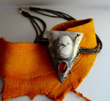 Carnelian Howlite Tribal Shield Necklace